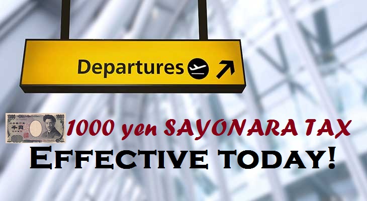1000yen Japan's Departure Tax effective today!