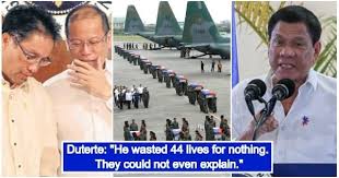 Pres. Duterte claims Mar Roxas wasted 44 lives for nothing in Mamasapano